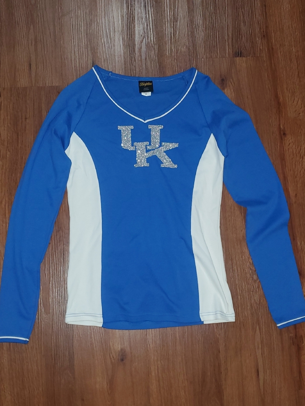 LASR CHANCE Bright Blue and White Long Sleeve V-Neck Tee with UK Logo
